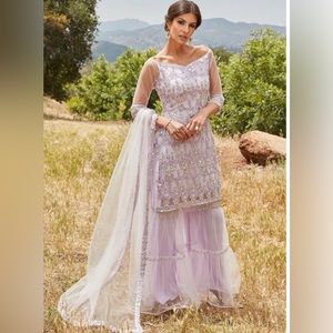Lavender & Silver Beaded Gharara Suit XXS/32